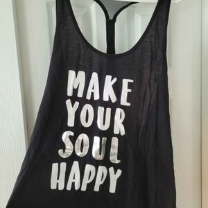 Black Work-Out Tank By Torrid "Make Your Soul Happy" Size 2